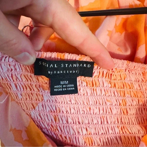 Social Standard by Sanctuary Pink Orange Floral Maxi Dress Medium - Picture 9 of 10